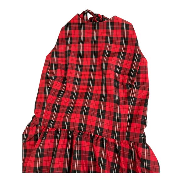 Polo Ralph Lauren Tartan Plaid Self Tie Dress Red Black Womens NEW $600 MSRP - Picture 5 of 10